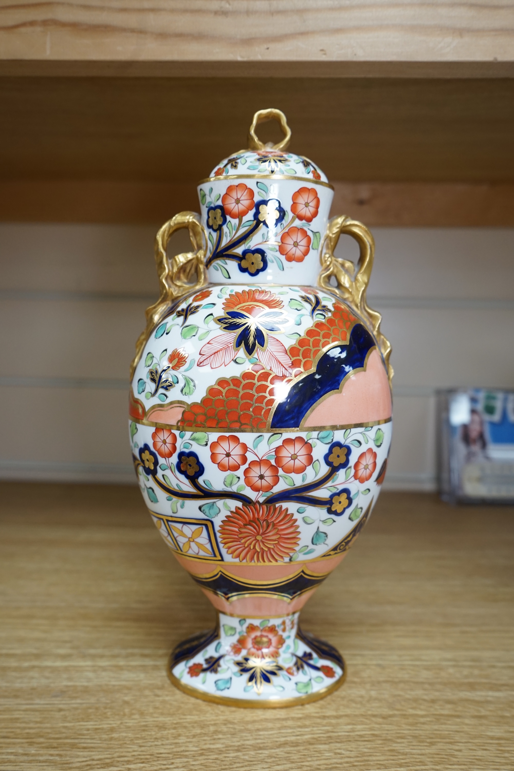 A Copeland China Imari pattern vase and cover, circa 1900, 29cm. Condition - good